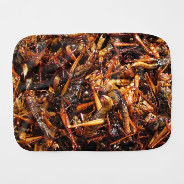 Fried Grasshopper (Takkataen Thot) Asian Food Burp Cloth (Front Horizontal)