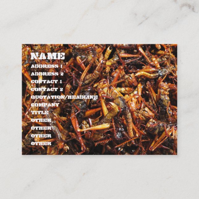 Fried Grasshopper (Takkataen Thot) Asian Food Business Card (Front)