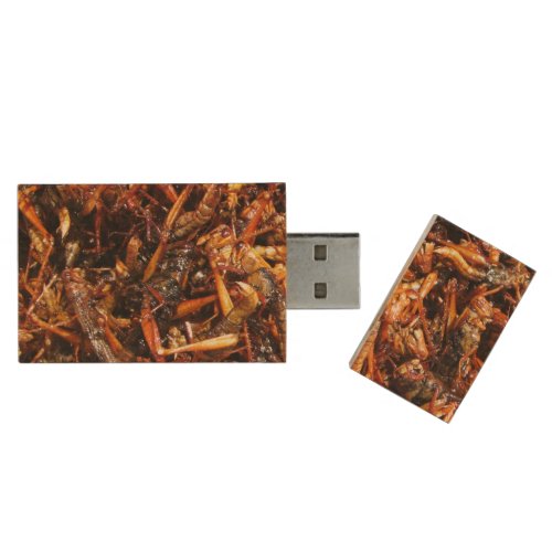 Fried Grasshopper Takkataen Thot Asian Food Wood Flash Drive