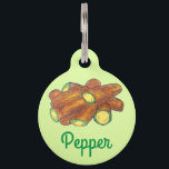 Fried Jalapeño Poppers Green Hot Jalapeno Pepper Pet ID Tag<br><div class="desc">Design features an original marker illustration of a pile of deep fried jalapeño cheddar cheese poppers, a classic bar and pub snack. This design is also available on other products. Lots of additional food themed illustrations are also available from this shop. Don't see what you're looking for? Need help with...</div>