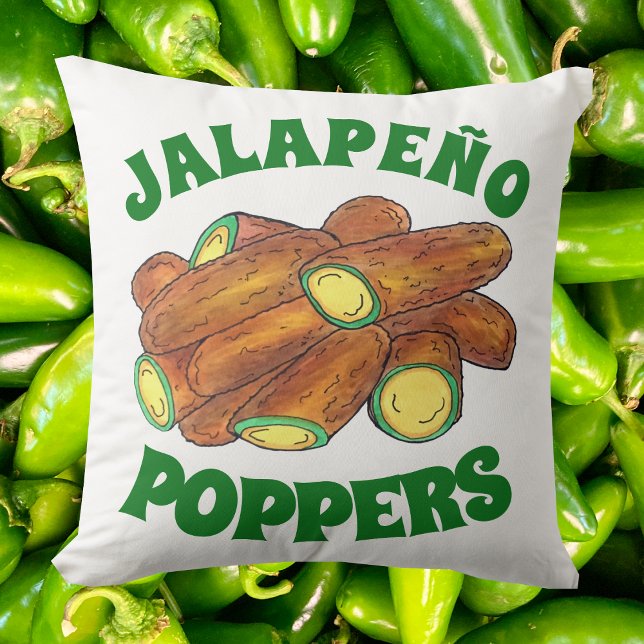 Fried Jalapeño Poppers Green Hot Jalapeno Pepper Throw Pillow (Jalapeno Popper Pillow)