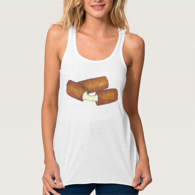 Fried Mozzarella Cheese Sticks Junk Food Foodie Tank Top (Front)