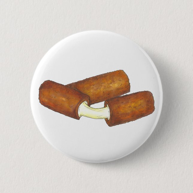 Fried Mozzarella Sticks Cheese Junk Food Foodie Button (Front)