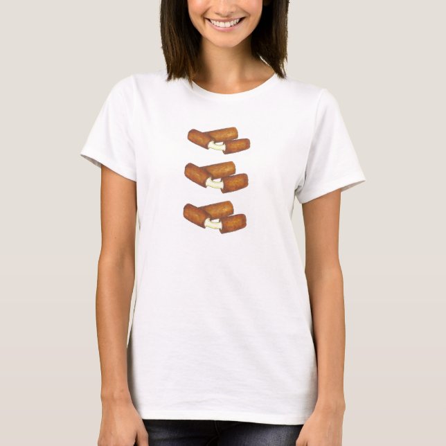 Fried Mozzarella Sticks Cheese Junk Food Foodie T-Shirt (Front)