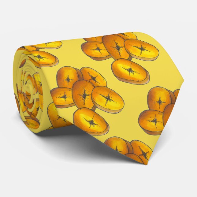 Fried Plantains Cooking Bananas Caribbean Food Neck Tie (Rolled)