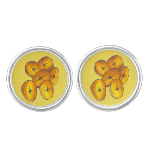 Fried Plantains Cooking Bananas Puerto Rican Food Cufflinks