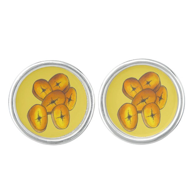 Fried Plantains Cooking Bananas Puerto Rican Food Cufflinks (Front)