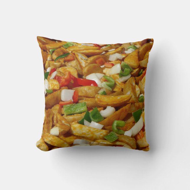 Fried Potatoes Pillow! Throw Pillow (Front)