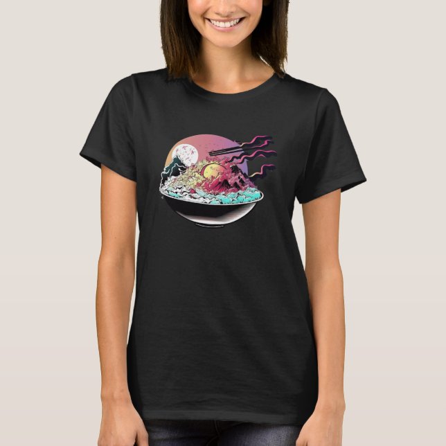 Fried Rice Synthwave 80s Retrowave Aesthetic  1 T-Shirt (Front)
