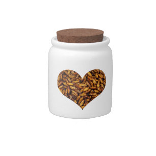 Fried Silk Worms Heart Candy Jar