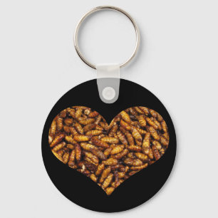 Fried Silk Worms Heart Keychain