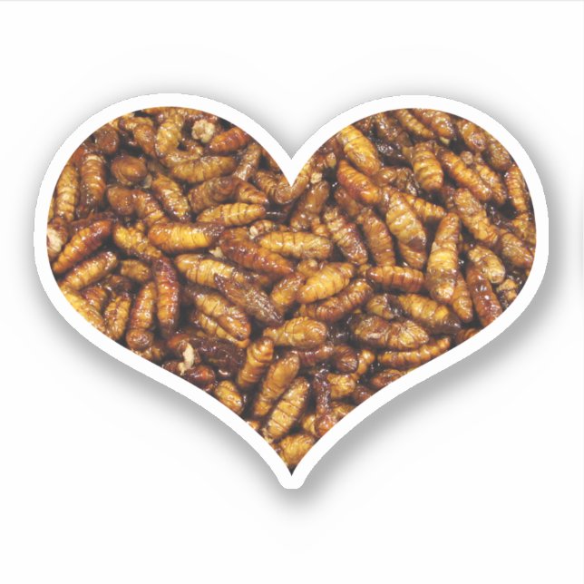 Fried Silk Worms Heart Sticker (Front)