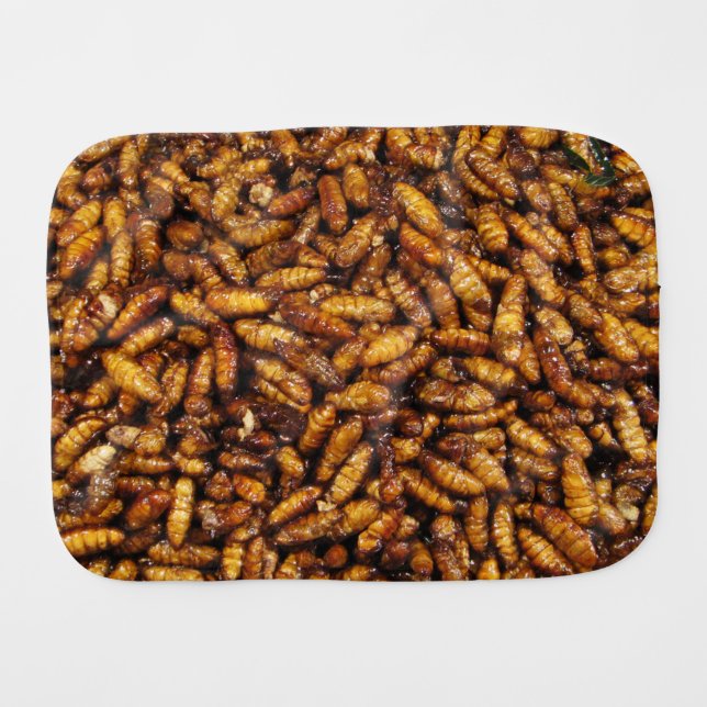 Fried Silk Worms ... Thai Street Food Burp Cloth (Front Horizontal)