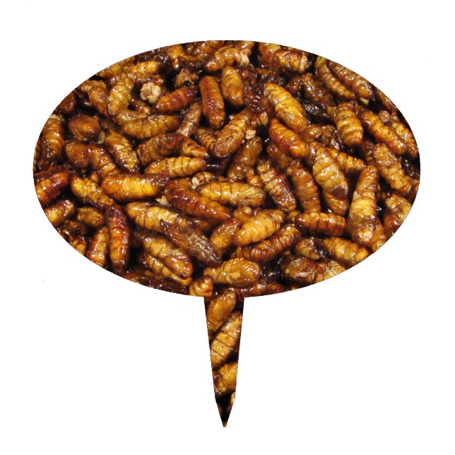 Fried Silk Worms ... Thai Street Food Cake Topper (Front)