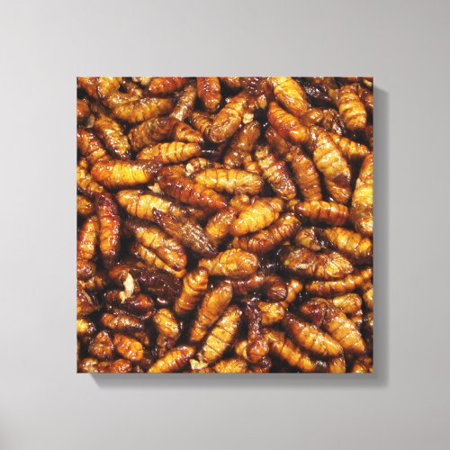 Fried Silk Worms  Thai Street Food Canvas Print