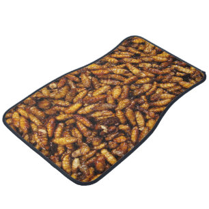 Fried Silk Worms ... Thai Street Food Car Floor Mat