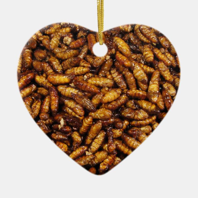 Fried Silk Worms ... Thai Street Food Ceramic Ornament (Front)