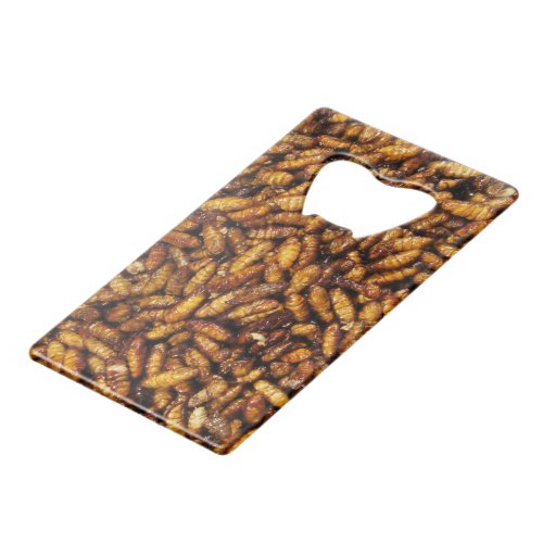 Fried Silk Worms  Thai Street Food Credit Card Bottle Opener