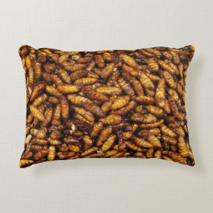 Fried Silk Worms ... Thai Street Food Decorative Pillow