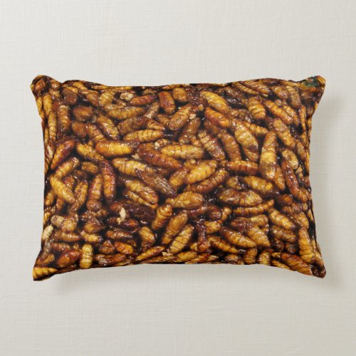 Fried Silk Worms  Thai Street Food Decorative Pillow