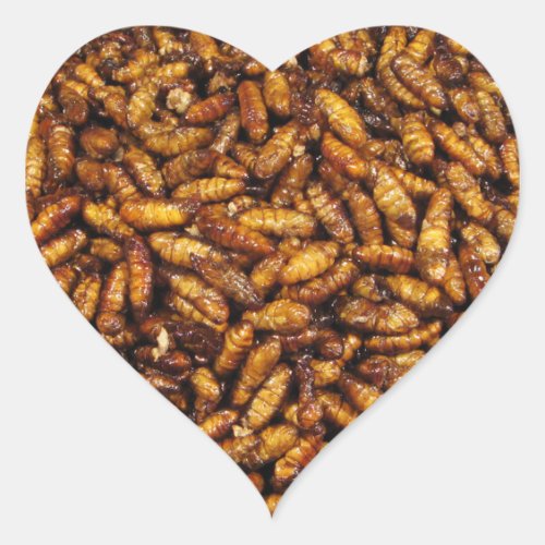 Fried Silk Worms  Thai Street Food Heart Sticker