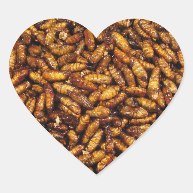 Fried Silk Worms ... Thai Street Food Heart Sticker (Front)