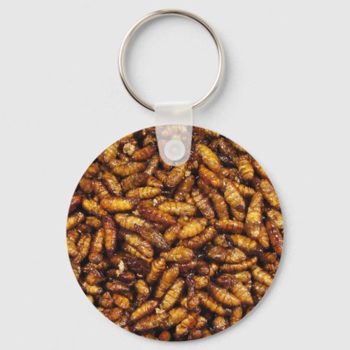 Fried Silk Worms  Thai Street Food Keychain