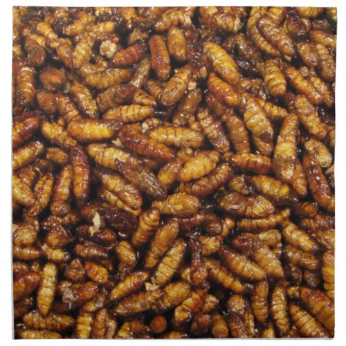 Fried Silk Worms  Thai Street Food Napkin