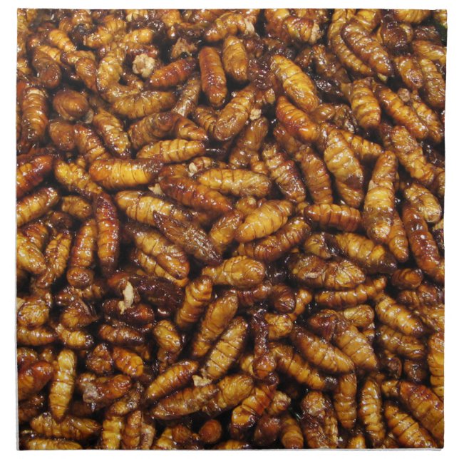 Fried Silk Worms ... Thai Street Food Napkin (Front)
