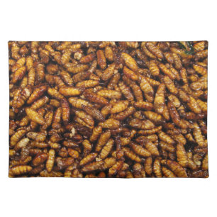 Fried Silk Worms ... Thai Street Food Placemat