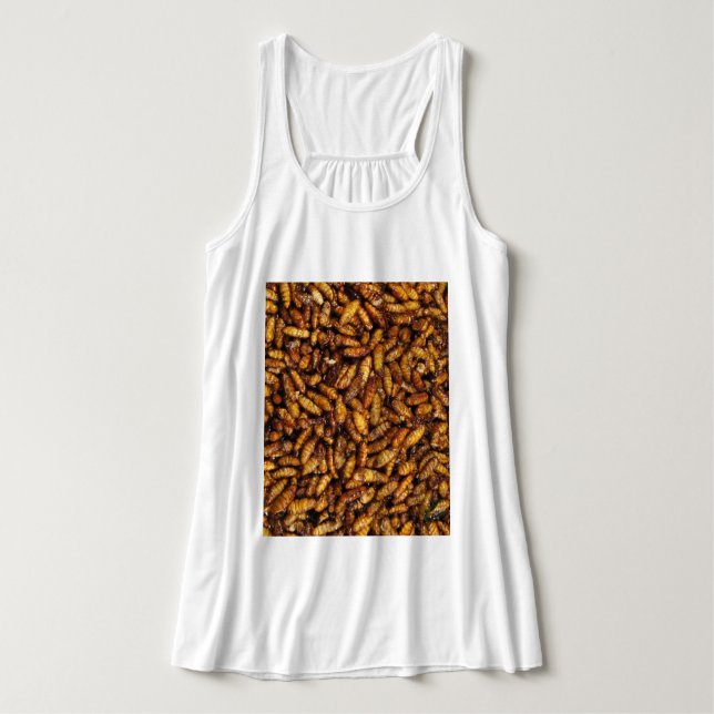 Fried Silk Worms ... Thai Street Food Tank Top (Design Front)