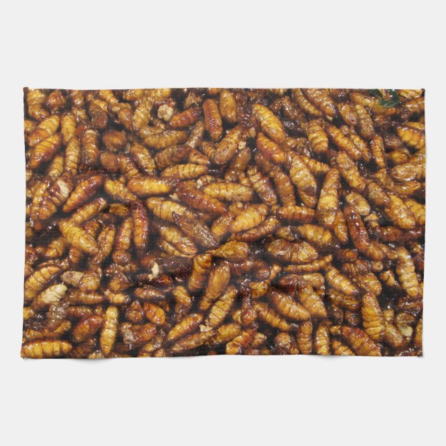 Fried Silk Worms ... Thai Street Food Towel (Horizontal)