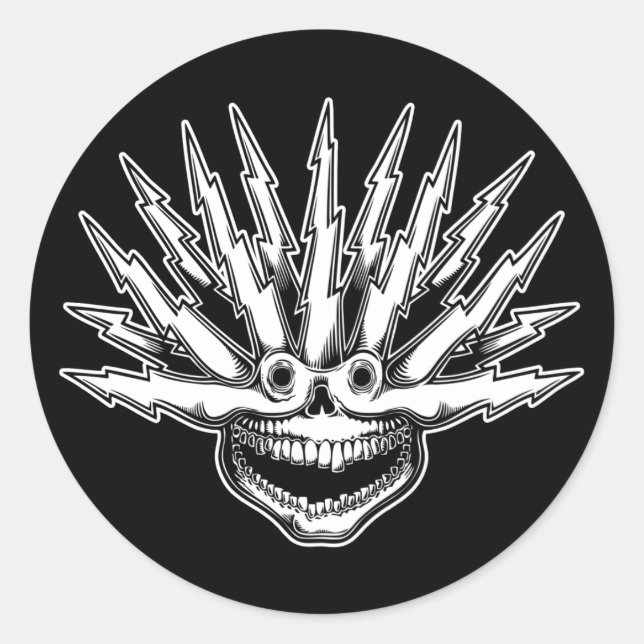 Fried Skull II Classic Round Sticker (Front)