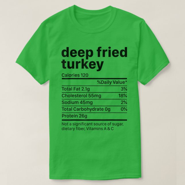 Fried Turkey Thanksgiving Nutrition Ingredients Nu T-Shirt (Design Front)