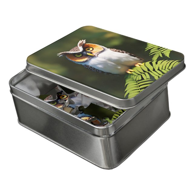 "Frieda the Screech Owl: A Nocturnal Beauty" Jigsaw Puzzle (Lid Open)