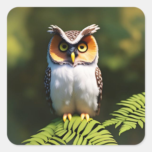 "Frieda the Screech Owl: A Nocturnal Beauty" Square Sticker (Front)