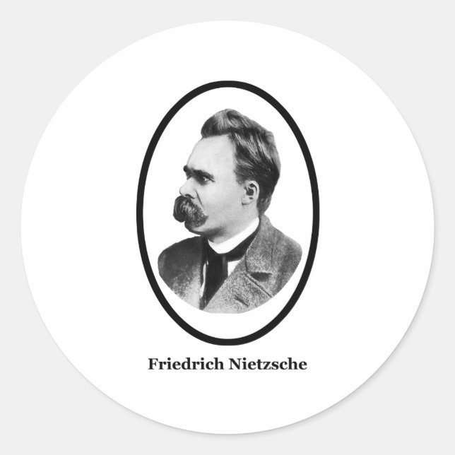 Friedrich Nietzsche  Black The MUSEUM Zazzle Gifts Classic Round Sticker (Front)