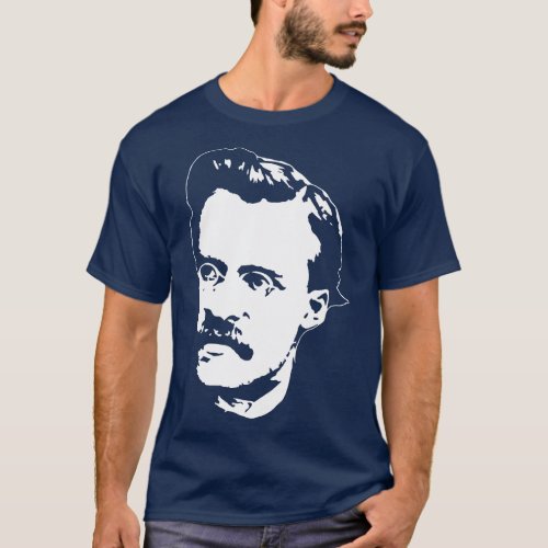 Friedrich Nietzsche White On Black T_Shirt