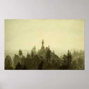 Friedrich - Statue Of Madonna In Mountains Poster