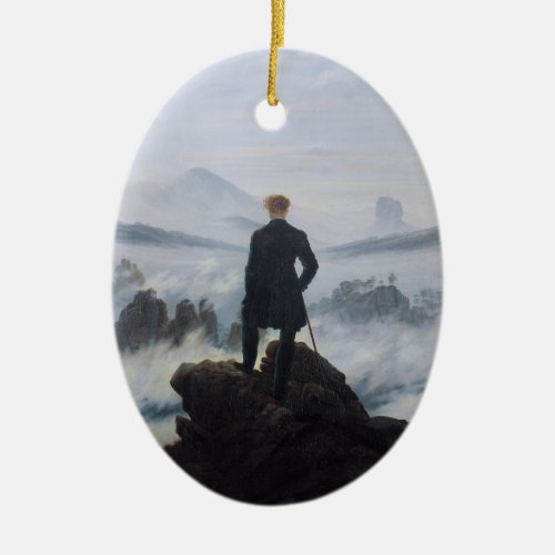 Friedrichs Wanderer above the sea of fog Ceramic Ornament