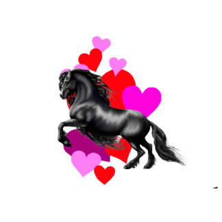 Frieisian horse, black stallion statuette
