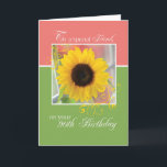 Friend, 90th Birthday, Just a Note Sunflower Card<br><div class="desc">A beautiful sunflower on a green and pink card.  Perfect to send with your birthday wishes for a friend’s 90th birthday.</div>