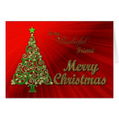 Friend, a gold and red effect Christmas card (Front Horizontal)