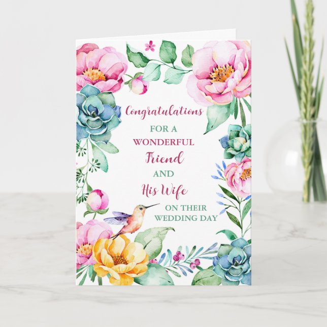 Friend and His Wife Wedding Day Congratulations Card (Front)