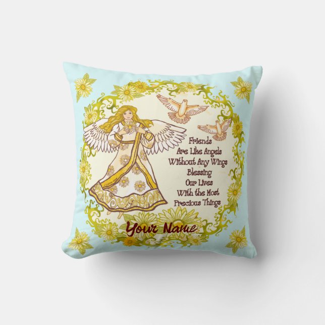 Friend Angel Throw Pillow (Front)
