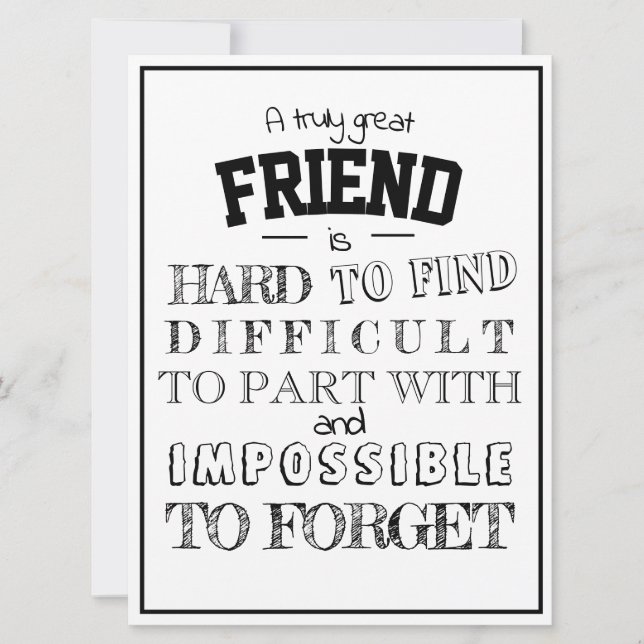 Friend Appreciation Thank you Gift script white Card (Front)
