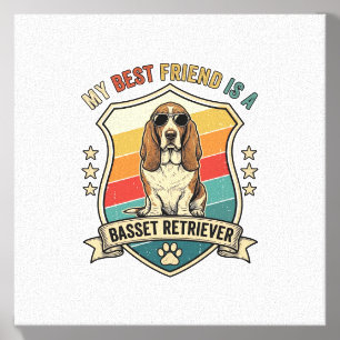 Friend Basset Retriever Dog Sunglasses Retro Shiel Canvas Photo Tile