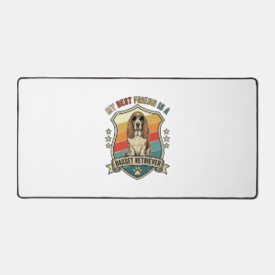 Friend Basset Retriever Dog Sunglasses Retro Shiel Desk Mat