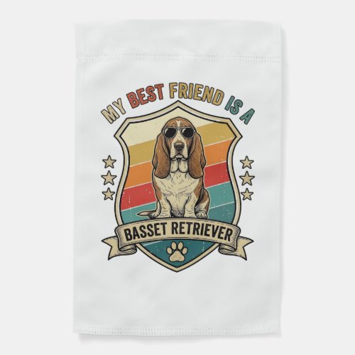 Friend Basset Retriever Dog Sunglasses Retro Shiel Garden Flag