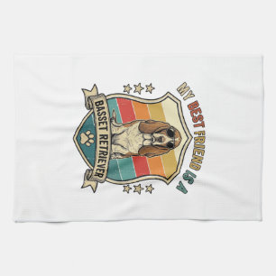 Friend Basset Retriever Dog Sunglasses Retro Shiel Kitchen Towel